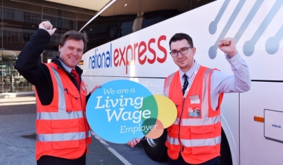 National Express with Living Wage logo