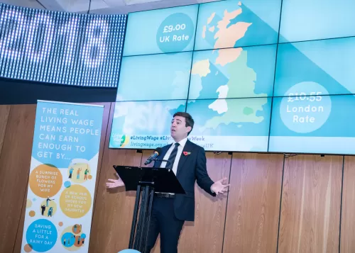 Andy Burnham at Living Wage Week Manchester launch event