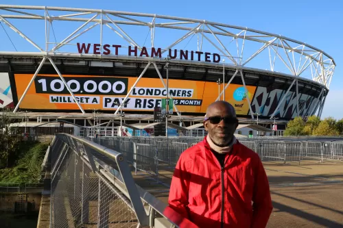 West Ham with Living Wage Campaign on Digital Screen