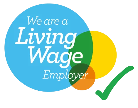 Living Wage Employer logo with green tick