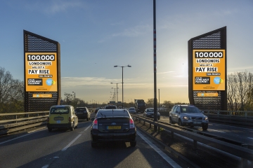Living Wage billboards on motorway